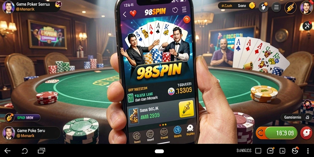 Tampilan menarik dari gameplay seru 98SPIN Poker.