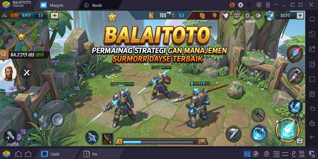 Tampilan gameplay SLG BALAITOTO menunjukkan strategi dan pertempuran yang mendebarkan.