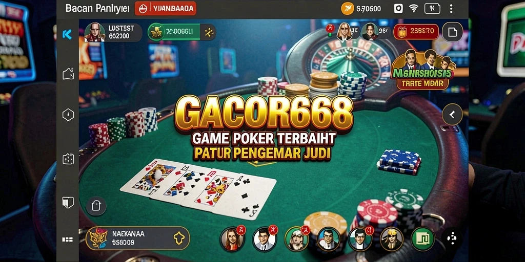 Screenshot menunjukkan antarmuka permainan Poker GACOR668 yang menarik.