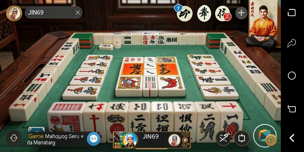 Tampilan menarik dari gameplay Mahjong di JIN69 yang menantang.