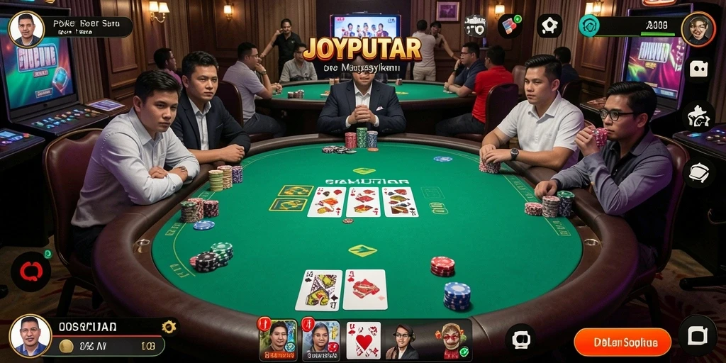 Gameplay seru JOYPUTAR dengan fitur Poker menarik.