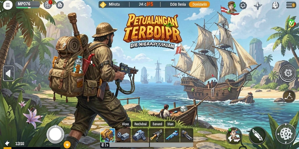 Gameplay MPO76 menampilkan eksplorasi yang luas dan petualangan mendebarkan.