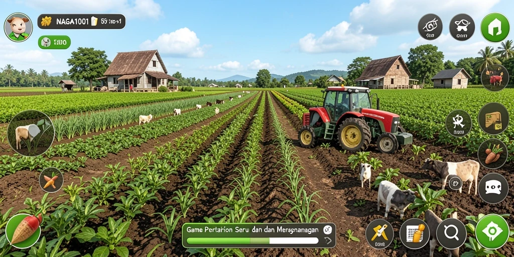 Screenshot gameplay NAGA1001 menampilkan aktivitas bercocok tanam yang seru.
