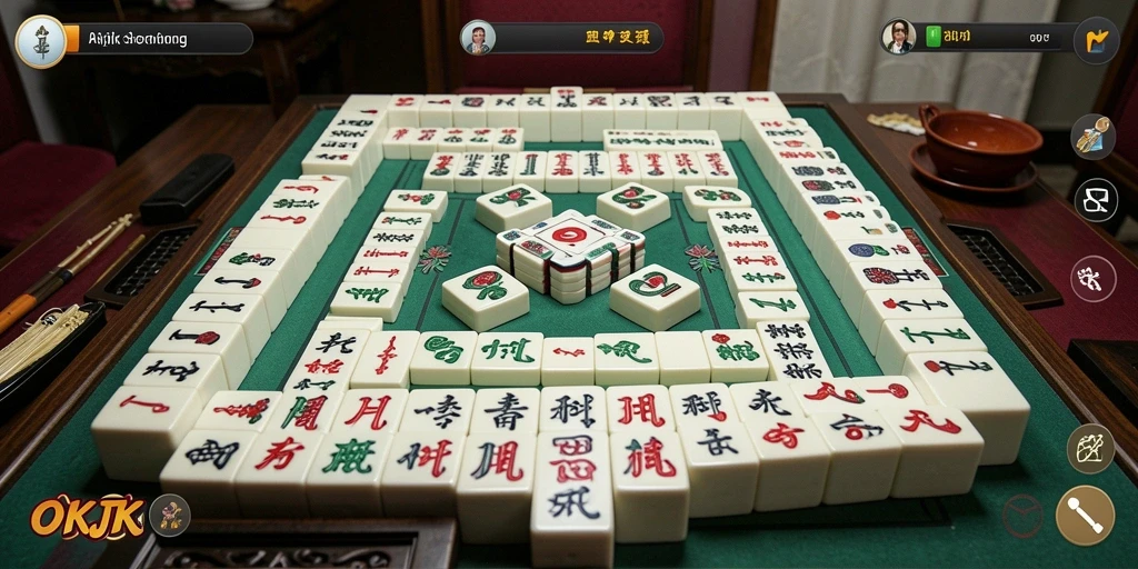 Screenshot utama OKJK menunjukkan gameplay Mahjong yang menarik