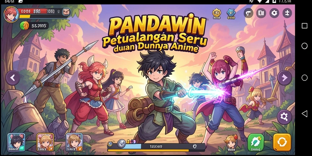 Tampilan gameplay seru dari PANDAWIN dengan karakter anime ikonik.