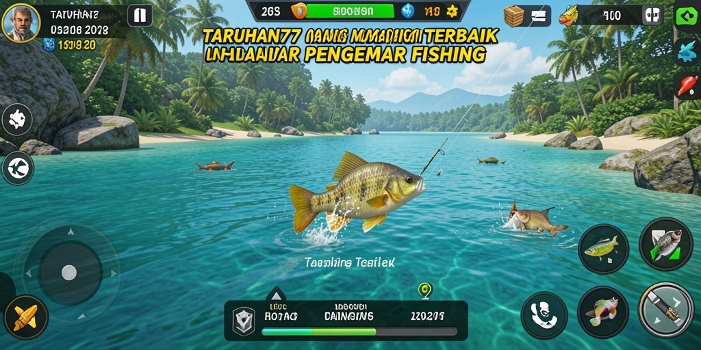Screenshot gameplay TARUHAN77 dengan aksi memancing yang mendebarkan.