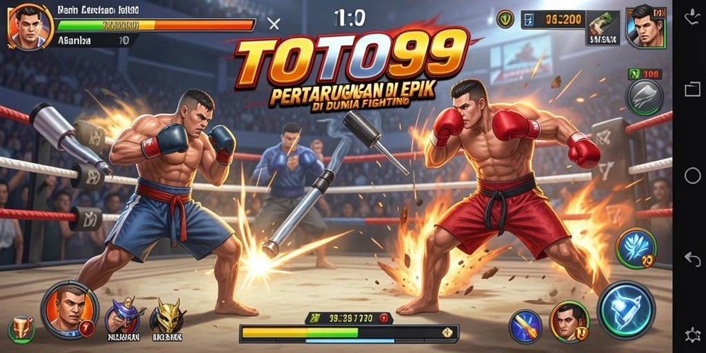 Screenshot TOTO99 menampilkan aksi pertarungan yang intens dan karakter menonjol.