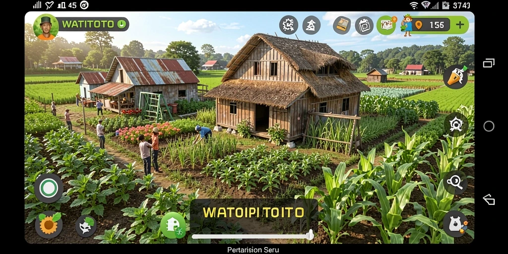 Screenshot gameplay WATITOTO menampilkan aktivitas bertani yang menarik.