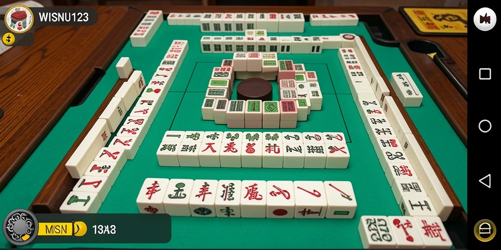 Screenshot gameplay WISNU123 menampilkan keseruan bermain Mahjong.